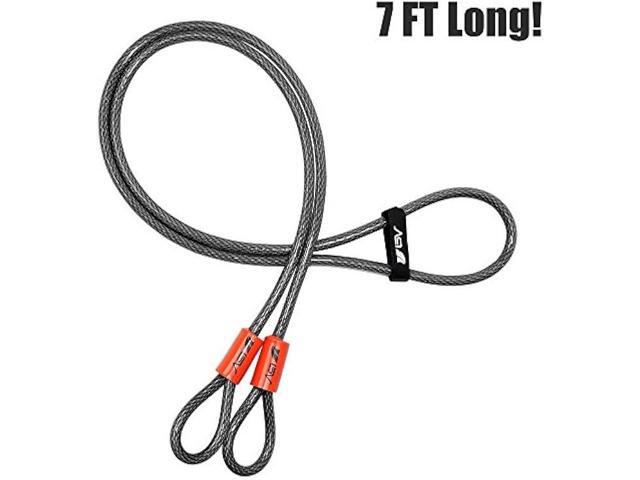 BV 7FT Security Steel Cable with Loops, Braided Steel Flex Cable, Bike Lock Cable 3/8 Inch, for U-Lock and Padlock (7FT)