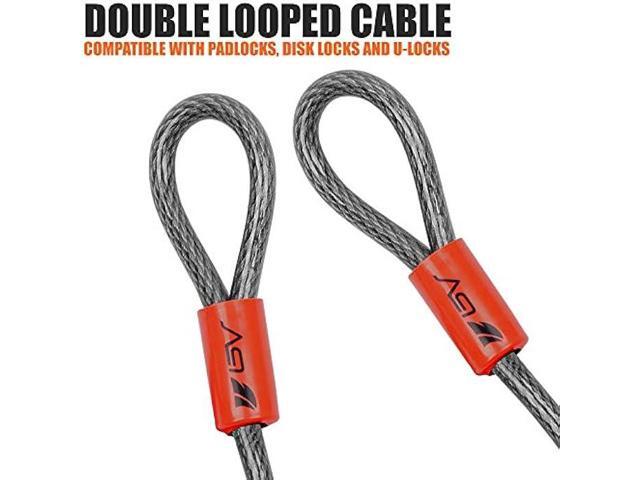 BV 7FT Security Steel Cable with Loops, Braided Steel Flex Cable, Bike Lock Cable 3/8 Inch, for U-Lock and Padlock (7FT)
