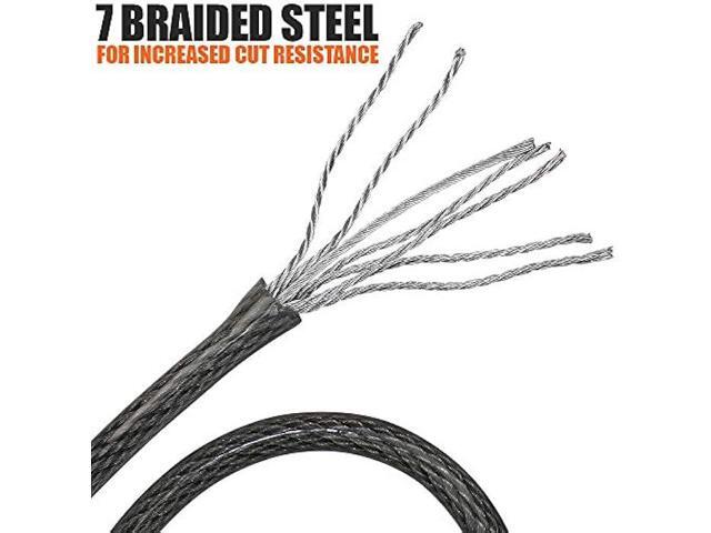 BV 7FT Security Steel Cable with Loops, Braided Steel Flex Cable, Bike Lock Cable 3/8 Inch, for U-Lock and Padlock (7FT)
