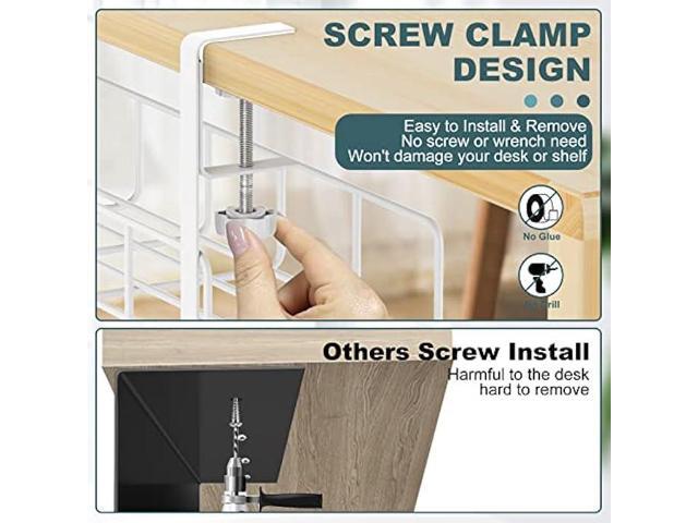 Under Desk Cable Management Tray, 15.7'' White No Drill Steel Desk Cable Organizers, Wire Management Tray Cable Management Rack, Desk Cable Tray...