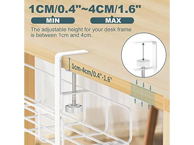 Under Desk Cable Management Tray, 15.7'' White No Drill Steel Desk Cable Organizers, Wire Management Tray Cable Management Rack, Desk Cable Tray...