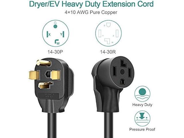 Rophor Dryer Extension Cord 4 Prong, 30 Amp NEMA 14-30P to 14-30R Extension Cord for Dryer Power Extension and EV Charging, 125V/250V, 50 Feet