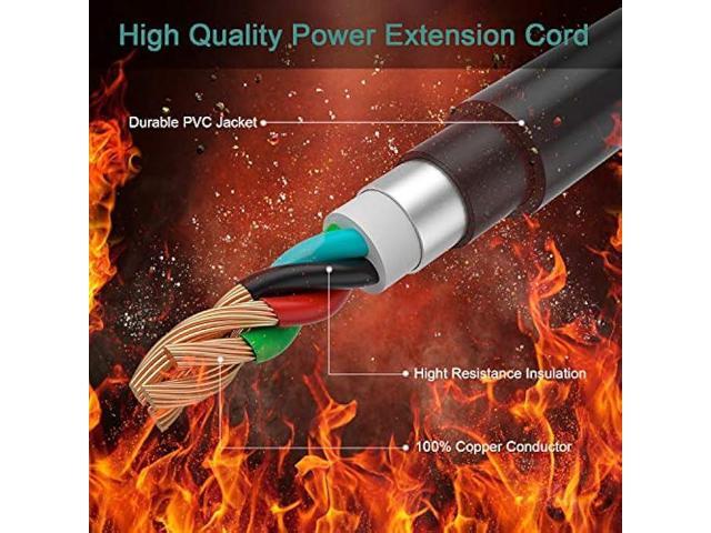 Rophor Dryer Extension Cord 4 Prong, 30 Amp NEMA 14-30P to 14-30R Extension Cord for Dryer Power Extension and EV Charging, 125V/250V, 50 Feet
