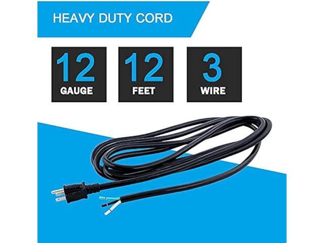 12 AWG Power Cord 12FT Open End Heavy Duty 12 Gauge 3 Prong 12 Foot 3 Wire SJT Power Supply Cord NEMA 5-15P, 1875W at 125V Replacement Power Cord...