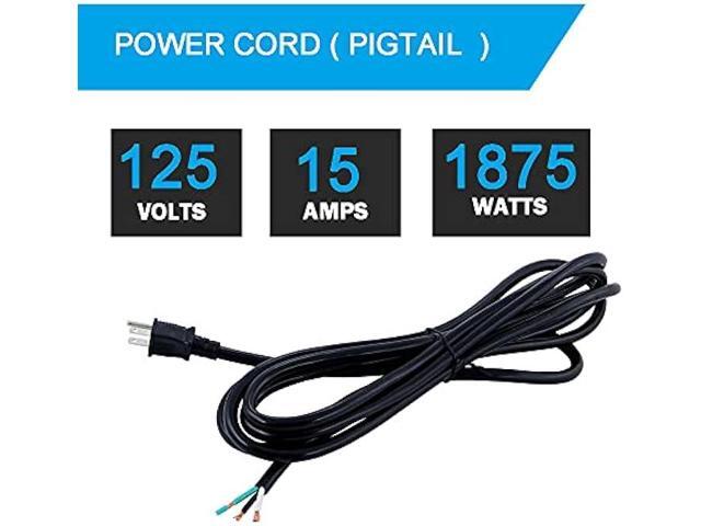 12 AWG Power Cord 12FT Open End Heavy Duty 12 Gauge 3 Prong 12 Foot 3 Wire SJT Power Supply Cord NEMA 5-15P, 1875W at 125V Replacement Power Cord...