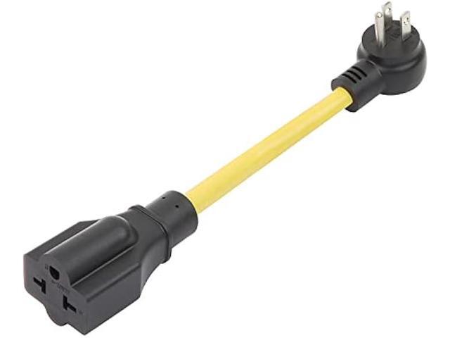 Angled Heavy Duty [4-in-1] 12AWG 15A/125V Household AC Plug to 20 Amp T Blade Adapter Cable,5-15P to 5-20R,5-15P to 6-15R,5-15P to 6-20R,...