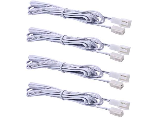 Flexible Extendable Cables for AIBOO LED Under Cabinet Lighting Kit White Cord 60 inch Extension Cords (2-pin White Cords, 4 Packs)