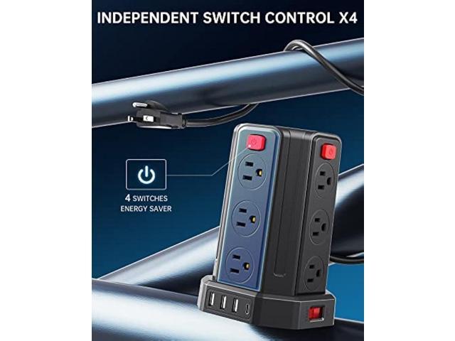 Power Strip with USB Ports 16.4FT Extension Cord with Multiple Outlets 12 Outlet 4 USB Power Strip Surge Protector