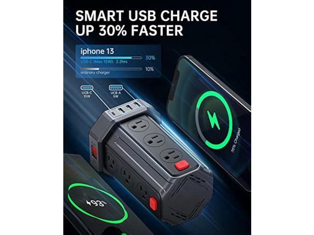 Power Strip with USB Ports 16.4FT Extension Cord with Multiple Outlets 12 Outlet 4 USB Power Strip Surge Protector