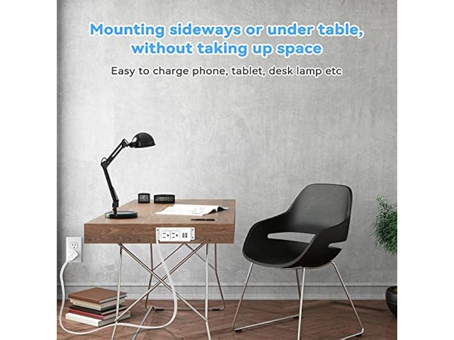 Kungfuking Power Strip with USB, Wall Mountable Socket Surge Protector Power Strip with 2 AC Outlets and 2 USB Charging Ports White Extension Cord...