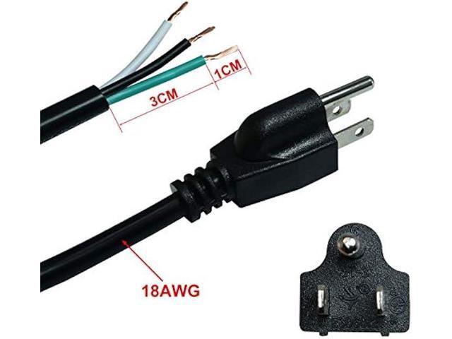 FILSHU 6ft 18 Gauge 3 Prong AC Power Cord Cable with on Off Switch, Pigtail (Open End Wiring), NEMA 5-15 Plug US SJTW 18AWG (10A)
