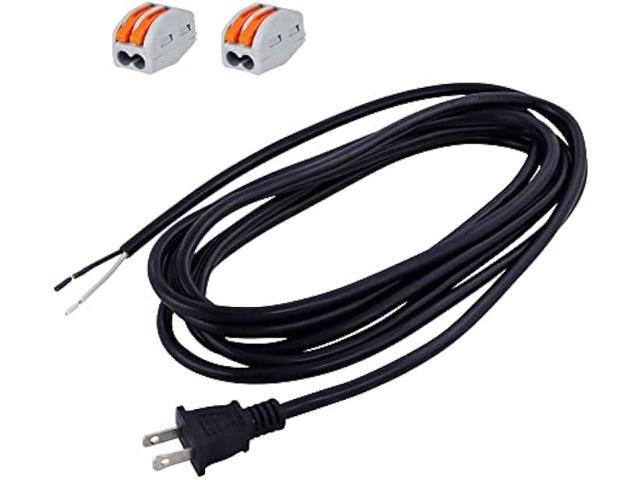 12FT Replacement Power Cord 18 Gauge Round Cable Polarized 2 Prong Plug Pigtail 18 AWG 120V AC Power Supply Cord SJT 2/C Wire Stripped Off 10A...