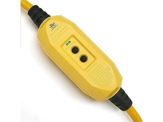 6 ft - GFCI 12 Gauge Heavy Duty 3-Outlet SJTW Indoor/Outdoor Yellow Extension Cord by Watt's Wire - Short 6' 12-Gauge Grounded 15-Amp GFI...