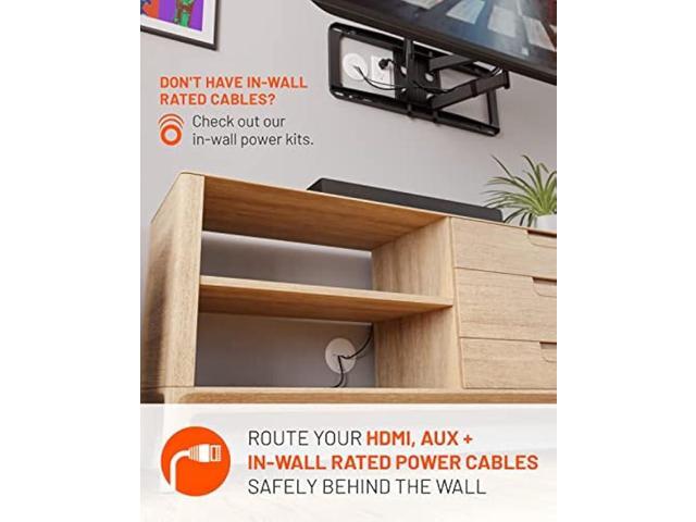 ECHOGEAR Wire Hiders for TV On Wall - White Cable Management Kit Hides TV Wires Behind The Wall- Includes 2 Pass Throughs, Locking Brackets, and...
