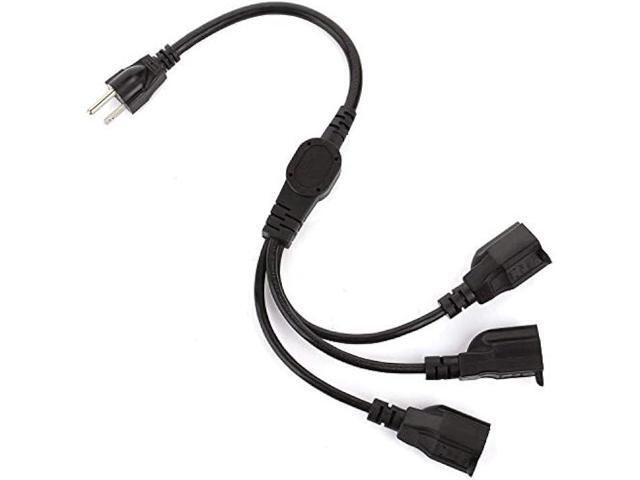 [Etl Listed] Qlfecle 1 to 3 Outlet Power Splitter Cord 3.3FT/1M (NEMA 5-15P to NEMA 5-15R) 16AWG Heavy Duty Cable Strip Outlet Saver1