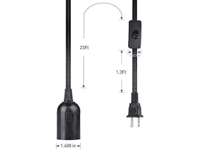 Cable Matters 2-Pack Hanging Light Cord with Switch 25 ft (Pendant Light Cord/Light Socket with Cord) in Black