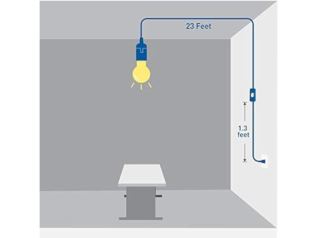 Cable Matters 2-Pack Hanging Light Cord with Switch 25 ft (Pendant Light Cord/Light Socket with Cord) in Black