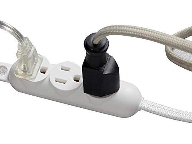 12ft Light Duty 3-Outlet Indoor Extension Cord, Grounded Outlets, Right Angle Plug, White Hanging Hook, Designer Fabric Cord, 16/3, SPT-3, 13AMP,...