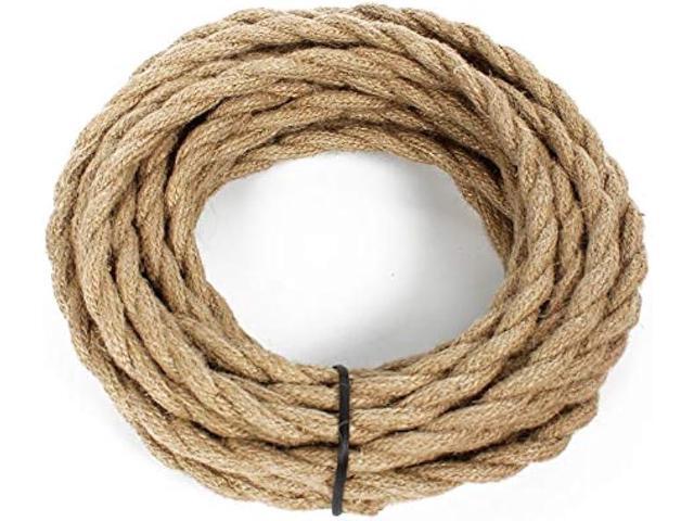 25ft Rope Covered Lamp Twisted Wire,PRUNLLA Vintage 18/2 Industrial Electrical Hemp Rope Cord,18-Gauge Antique Style for Retro Lamp,DIY Projects