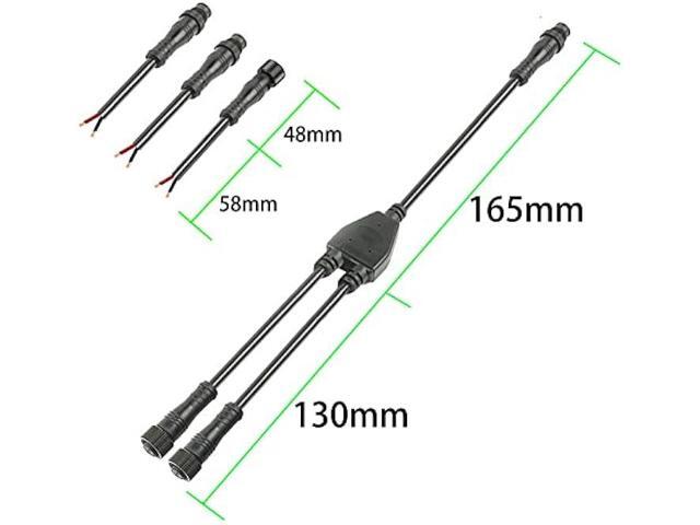 dstfuy 2pin Waterproof Connector,IP68 16WAG Y Shape 1 Male-Divided-2 Female Spillter Connector,LED Extension Cable for Car,Boat,Indoor/Outdoor LED...