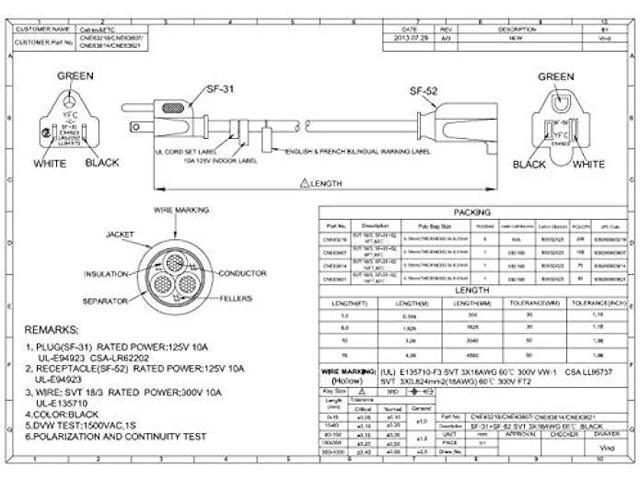 1ft (0.3M) 18AWG (Power Extension Cord) Power Extension Cable 1 Feet (0.3 Meters) 3 Conductor (NEMA 5-15P to NEMA 5-15R) 10 Amp Power Cable...