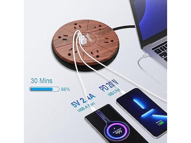 Power Strip Surge Protector 6 AC outlets with USB and USB-C PD 20W Fast Charging 15A 1875W high Power Output Widely Spaced Multi outlets Circuit...