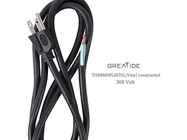 GREATIDE Industries Inc 3-Wire Appliance and Power Tool Cord, 6 ft, 14 AWG, 15A/125V AC, 1875w, Black, 2pack