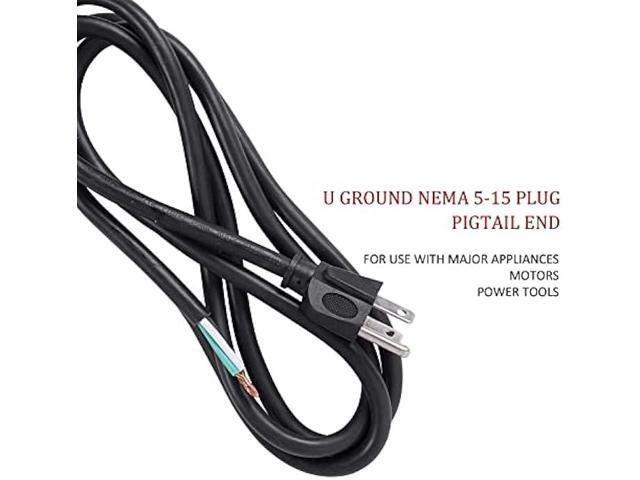 GREATIDE Industries Inc 3-Wire Appliance and Power Tool Cord, 6 ft, 14 AWG, 15A/125V AC, 1875w, Black, 2pack