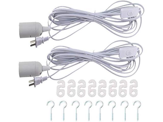 Rextin 2 pcs E26/E27 LED Light socket 21FT extension cord with On/Off switch and US AC Power Plug Bulb Socket for Pendant Lighting Bulb Lamp in...