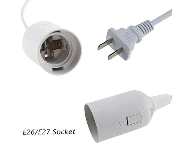 Rextin 2 pcs E26/E27 LED Light socket 21FT extension cord with On/Off switch and US AC Power Plug Bulb Socket for Pendant Lighting Bulb Lamp in...