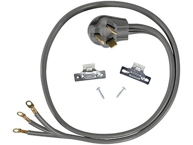 Certified Appliance Accessories 30-Amp Appliance Power Cord, 3 Prong Dryer Cord, 3 Wires with Eyelet Connectors, 5 Feet, Copper Wire, Gray (90-1022)