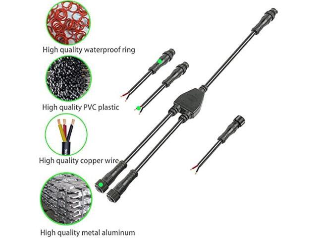 dstfuy 2pin Waterproof Connector,IP68 16WAG Y Shape 1 Male-Divided-2 Female Spillter Connector,LED Extension Cable for Car,Boat,Indoor/Outdoor LED...