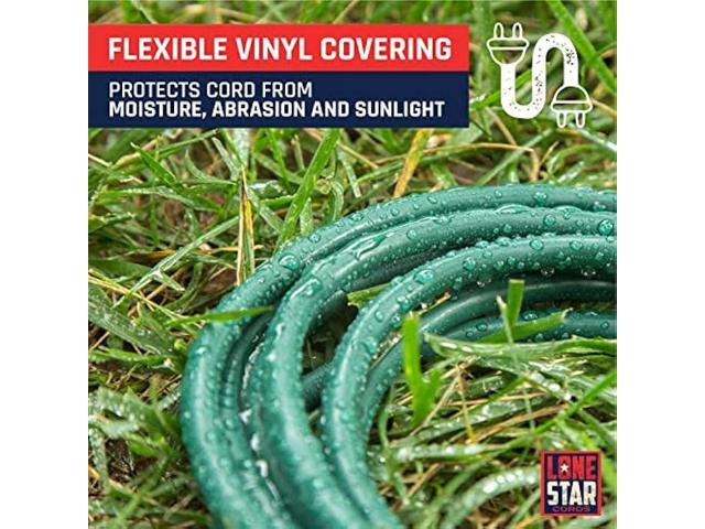 Lone Star Cords 16/3 SJTW Green Outdoor Extension Cord 25 FT with 3 Electrical Power Outlets - 16 Gauge Water Resistant Multi Outlets Electrical...