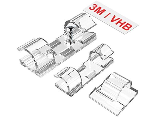 Outdoor Light Clips (Assorted Sizes, 60 PCS), Adhesive Cable Cord Organizer for Wall, Clear Wire Holder Electric Wires, PC Management Under Desk,...