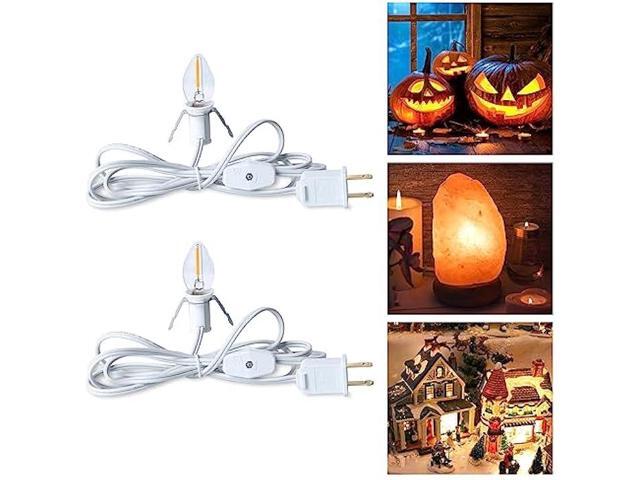 Accessory Cord with One LED Light Bulb - 6ft UL Listed Cord with On/Off Switch for Night Lights, Halloween Pumpkin, Blow Mold, Christmas Village...
