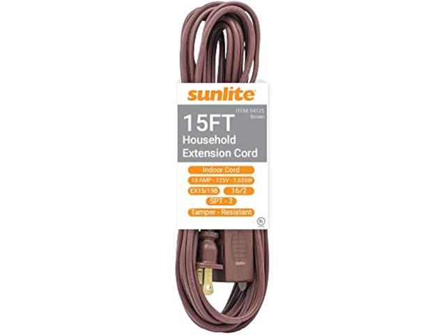 Sunlite 04125-SU 15-Foot Household Extension Cord, Three 2-Prong Polarized Sockets, Tamper Guards, Indoor Use, for Small Appliances, Electronics,...