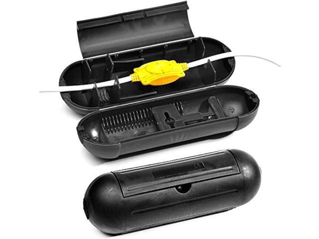 2 Pack Extension Cord Protective Cover Set (Black) Indoor Outdoor Water-Resistant Holder for Holiday String Lights and Wires Capsule Shaped...