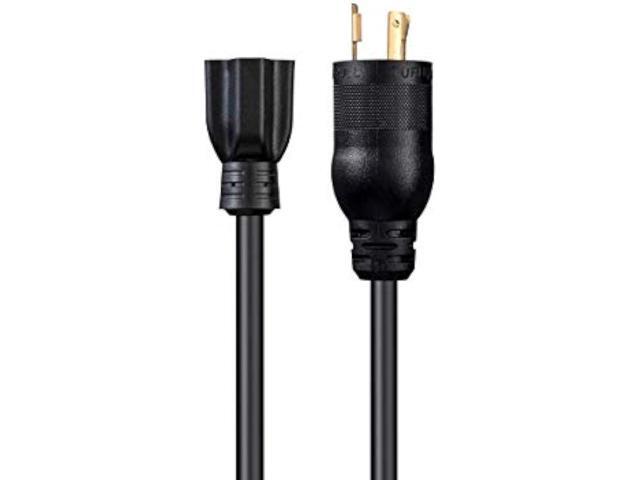 Monoprice Heavy Duty Extension Cord - 2 Feet - Black Locking Connector - NEMA L5-20P to NEMA 5-15/20R, 12AWG, 20A, Sjtw, 125V