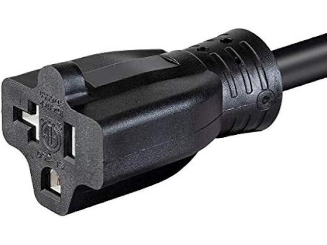 Monoprice Heavy Duty Extension Cord - 2 Feet - Black Locking Connector - NEMA L5-20P to NEMA 5-15/20R, 12AWG, 20A, Sjtw, 125V