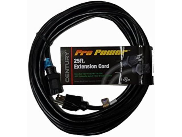 Century Pro 16 Gauge SJTW 3 Conductor 25 Foot Extension Cord - Black