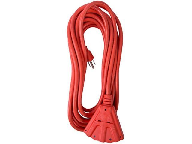 Bergen Industries Inc OC251433T Heavy-Duty Outdoor Triple Tap Extension Cord, 25 ft, 14 AWG, 15A/125V AC, Orange