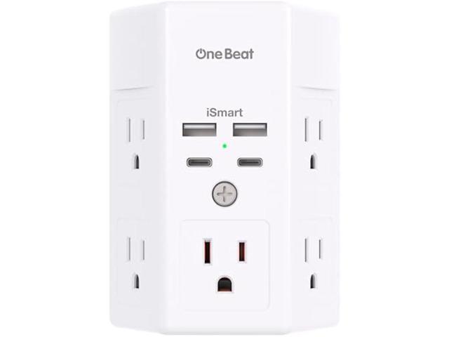 Multi Plug Outlet, Surge Protector, 5 Outlet Extender with 4 USB Charging Ports (2 USB C), USB Wall Charger, 3-Sided 1800J Power Strip Outlets...