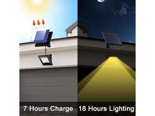 Solar Outdoor Lights Garden LED Flood Lights with Extension Cable Dusk to Dawn Security Waterproof Landscape Lighting for Barn,Ceiling Porch, Cabin...