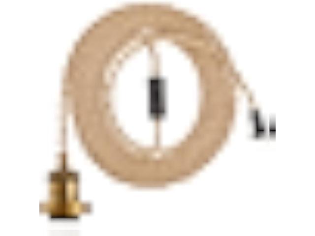 15.4ft Pendant Light Cord Kit, Industrial Vintage Plug in E26 Socket Hanging Light with Switch, Hemp Rope Hanging Light Fixture for Pendant Lamp...