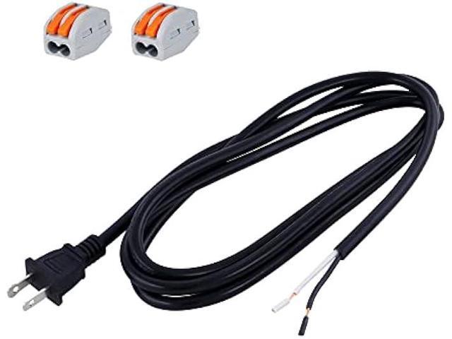 16AWG Replacement Power Cord 2 Prong Pigtail 2 Wire 16 Gauge Polarized Plug Extension Cord 13A 125V 1625W 110V AC Power Supply Cord SJT 6FT Open...