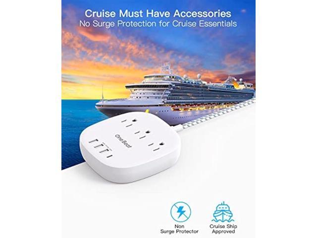 20W USB C Power Strip, 3 Outlet 4 USB Ports Flat Plug Power Strip No Surge Protector for Cruise Ship Travel, 5 ft Long Extension Cords, Desktop...