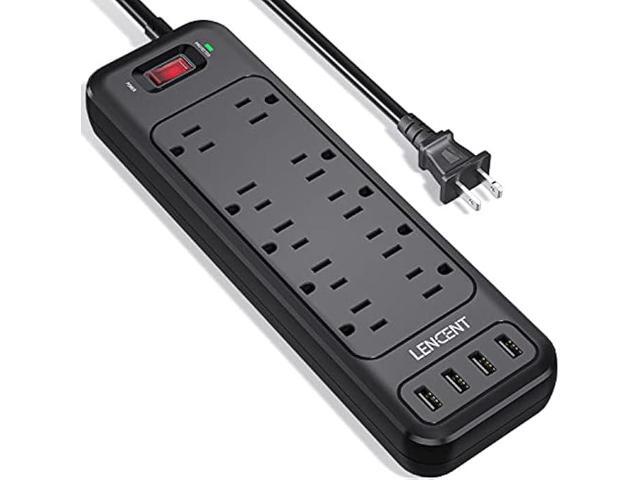 LENCENT 2 Prong Power Strip, Polarized 3 Prong to 2 Prong Outlet Adapter, 1700J Surge Protector, 6ft Extension Cord, 10 AC Outlets & 4 USB(5V 3.4A...