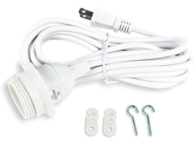 Wallniture Fiore 15 Feet Hanging Lantern Cord Room Decor for Pendant Light Bulbs Socket Set, White