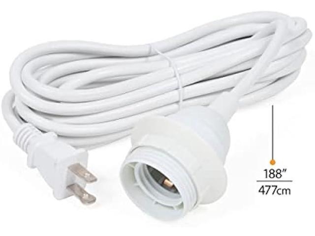 Wallniture Fiore 15 Feet Hanging Lantern Cord Room Decor for Pendant Light Bulbs Socket Set, White