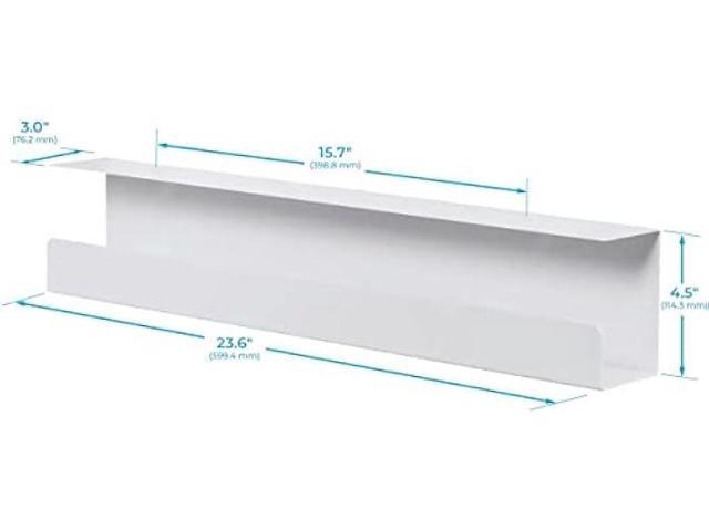 Monoprice Under Desk Cable Tray - Steel with Power Supply and Wire Management - Workstream Collection White